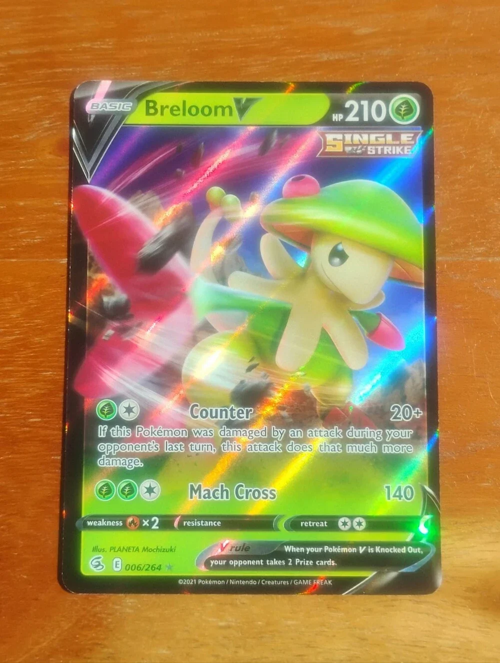 Mint 2021 Holo Ultra Rare Full Art Breloom V 006/264 Fusion Strike Pokemon Card